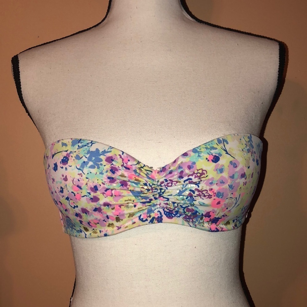 Victorias secret strapless colorful floral  bikini top